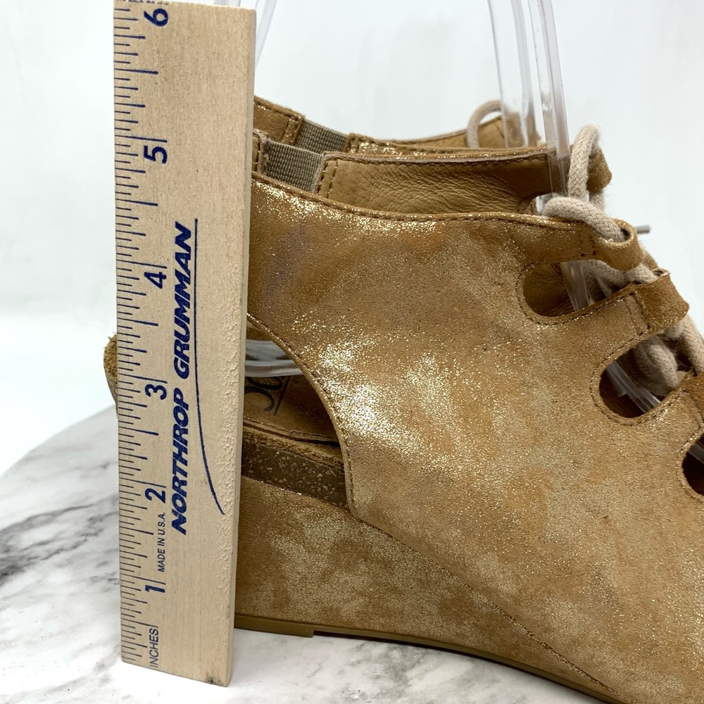 Sofft Maize Ghillie Lace Brown/Gold Metallic Nubuck Comfort Wedge Sandals 8 Boho - Picture 13 of 14